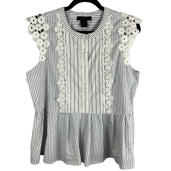 MAISON Cinqcent floral cap-sleeve peplum cotton blouse - Picture 1 of 12